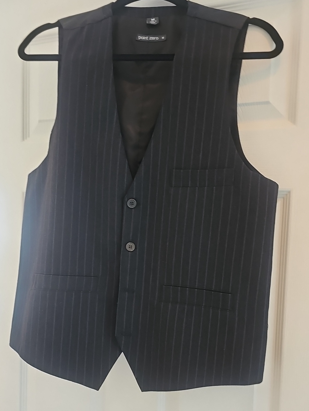 Point Zero Men's Black Pinstripe Dress Vest